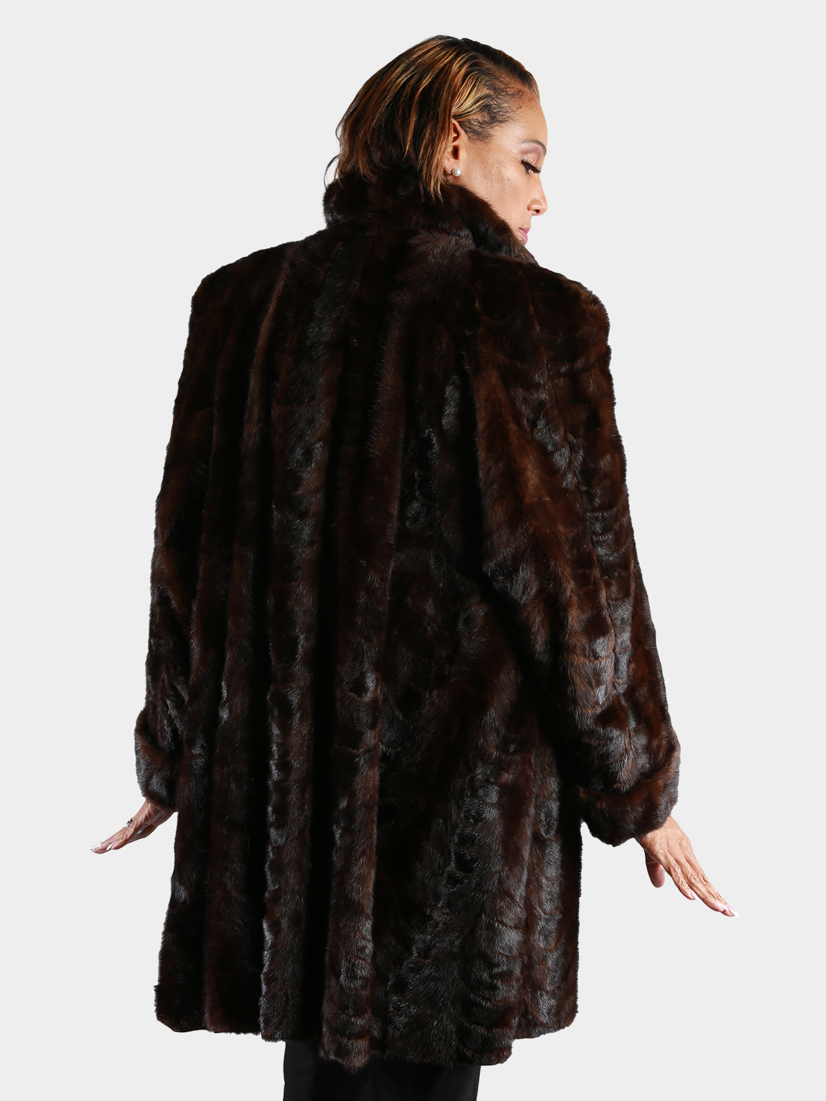 Plus Size Dark Mahogany Sculptured Mink Fur Swing Stroller Estate Furs