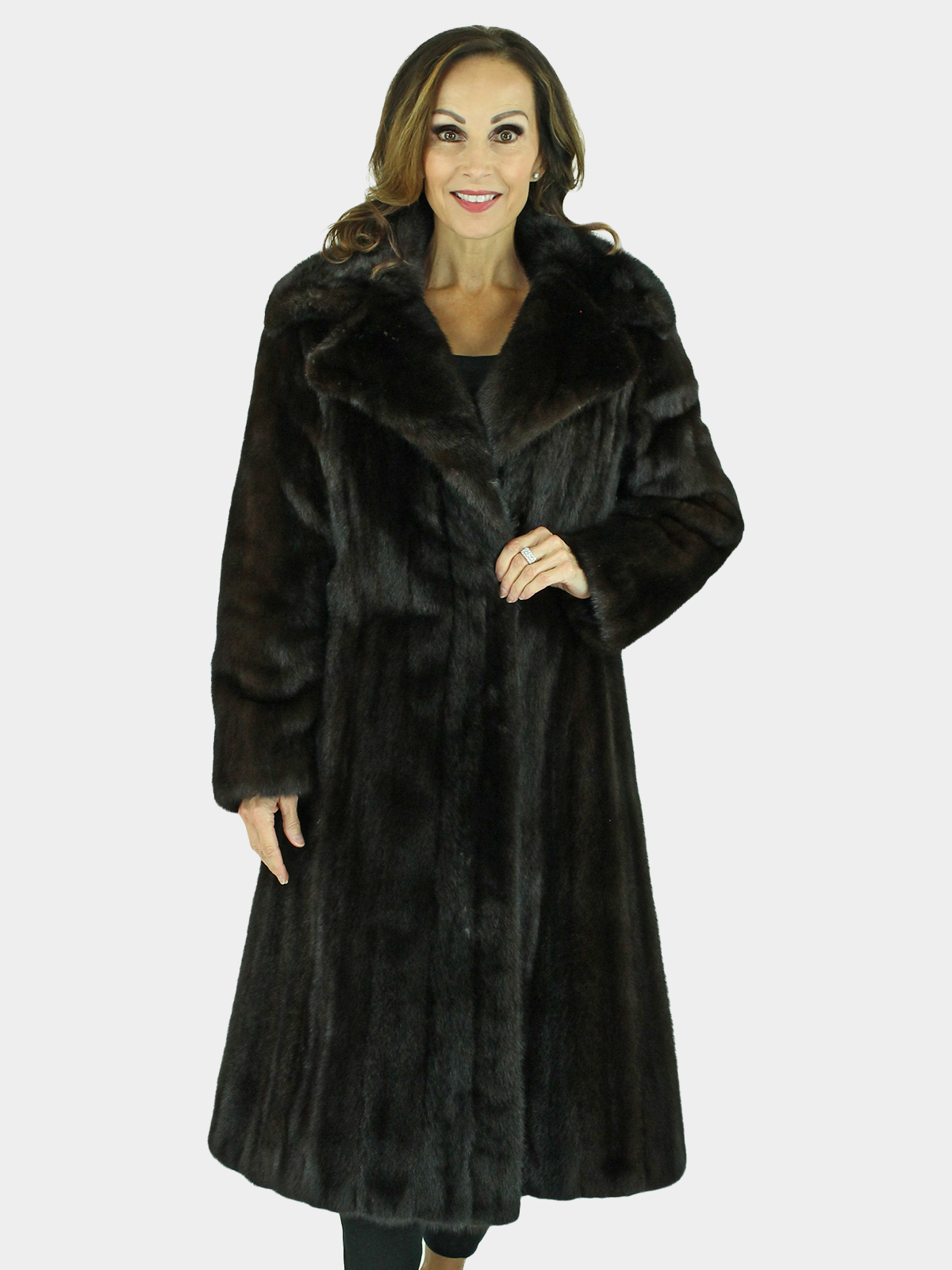 Dark Mahogany Female Mink Fur Coat Small Estate Furs