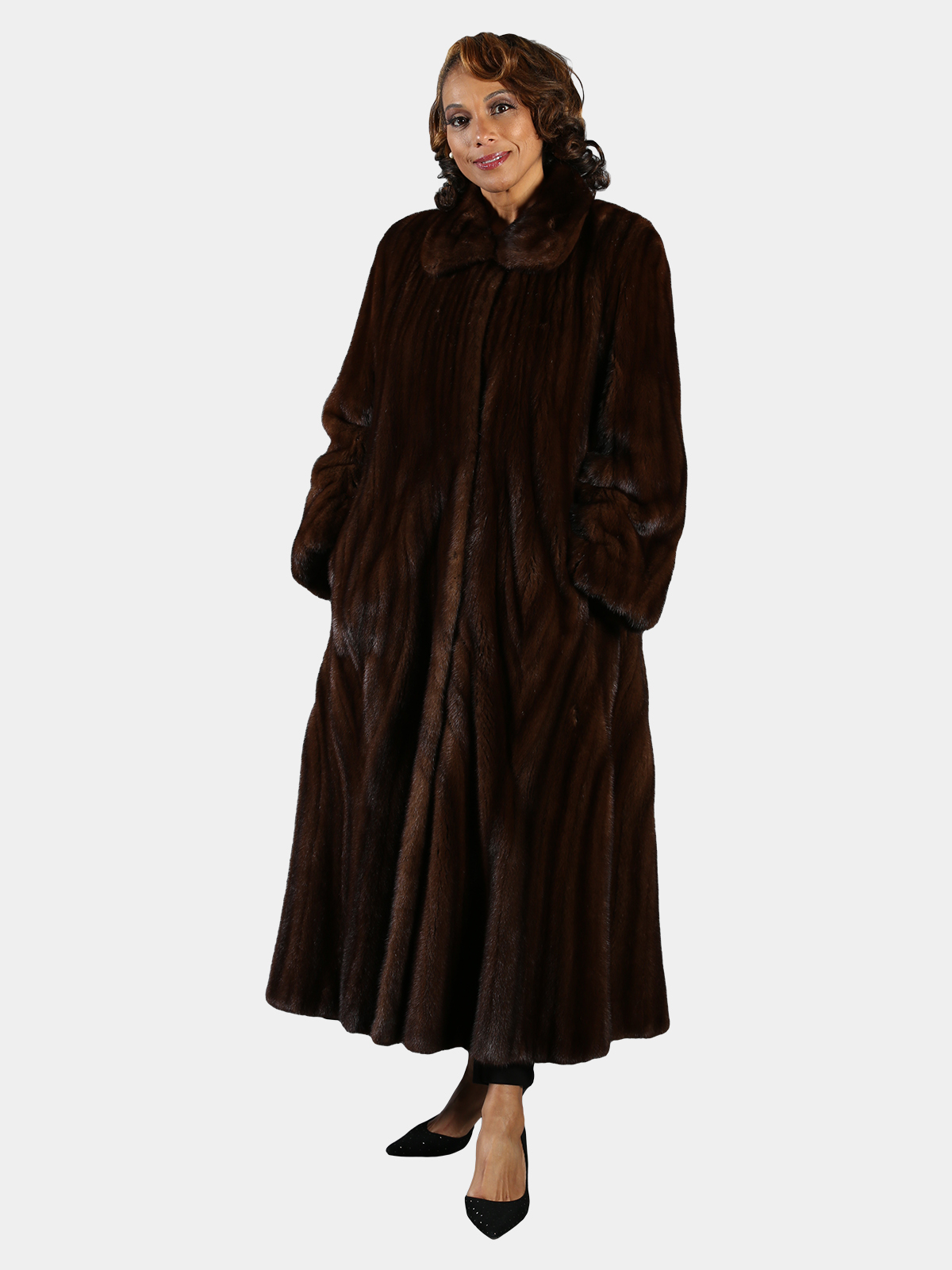 Mahogany Female Mink Fur Directional Coat Estate Furs