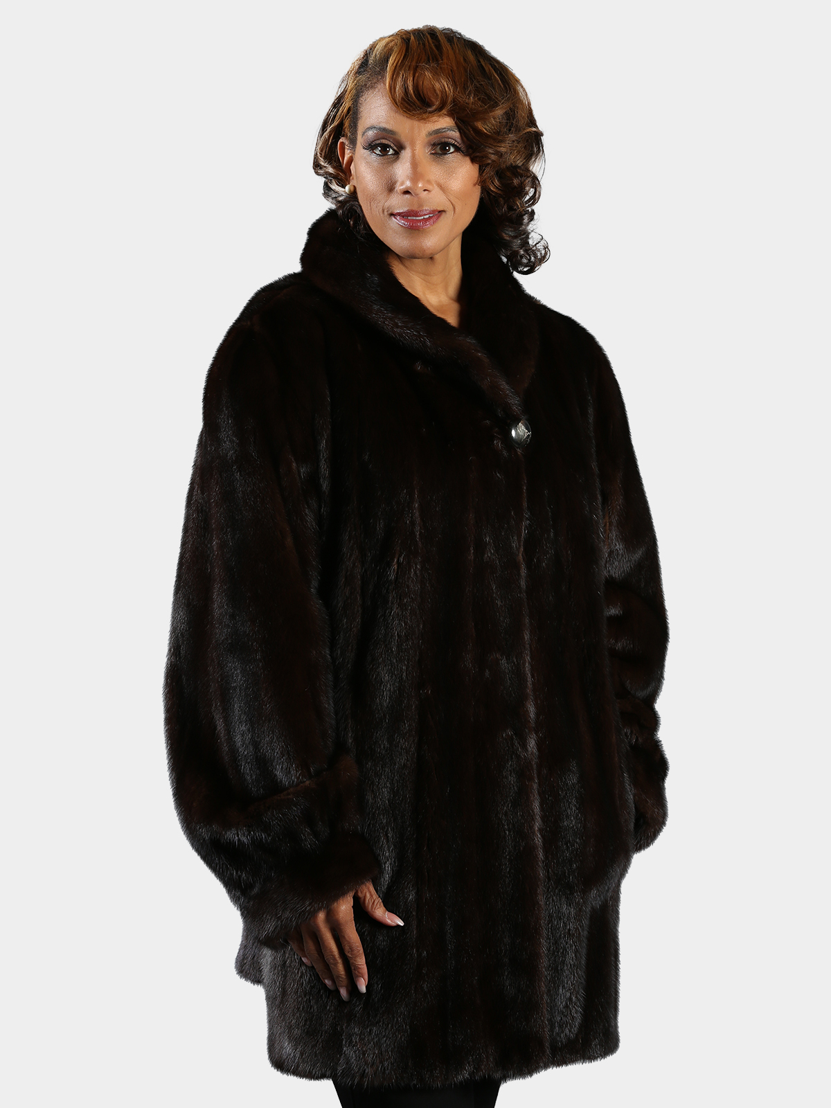 Plus Size Dark Mahogany Female Mink Fur Stroller Estate Furs