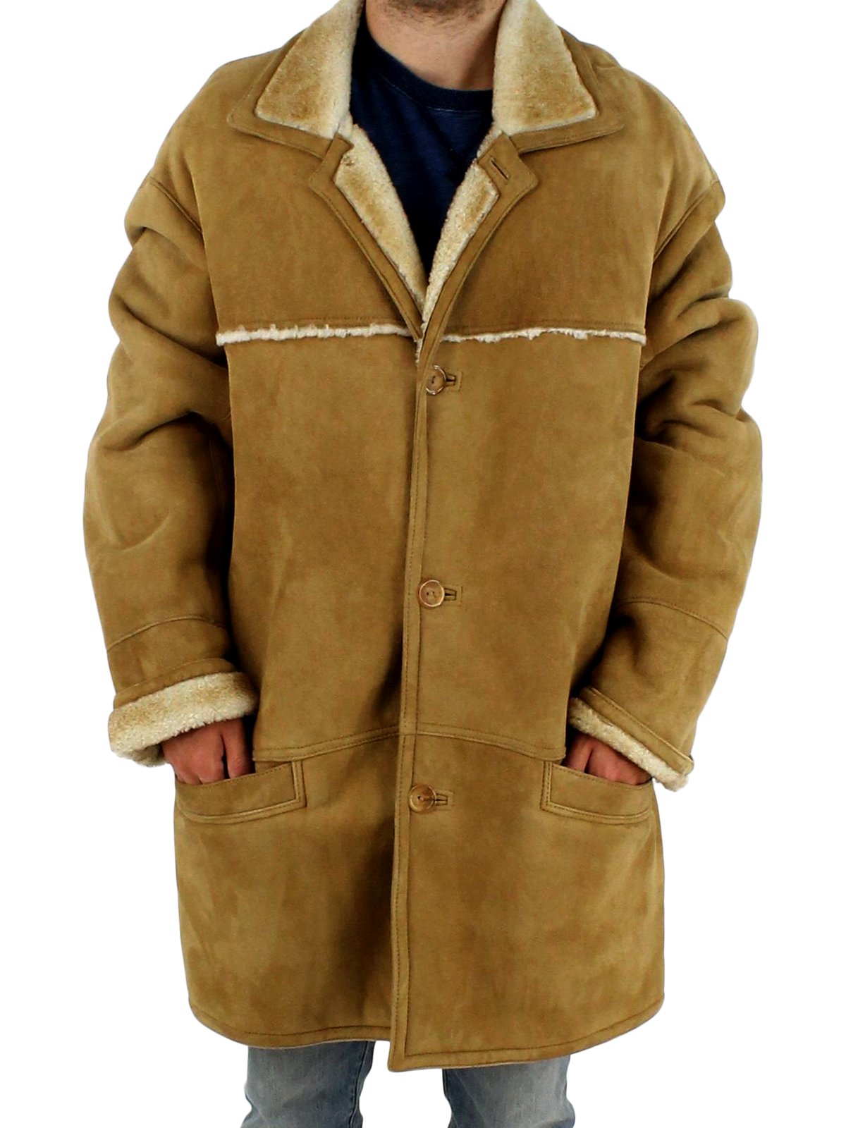 Tipped Shearling Lamb Fur Jacket - Mens Large - Camel | Estate Furs