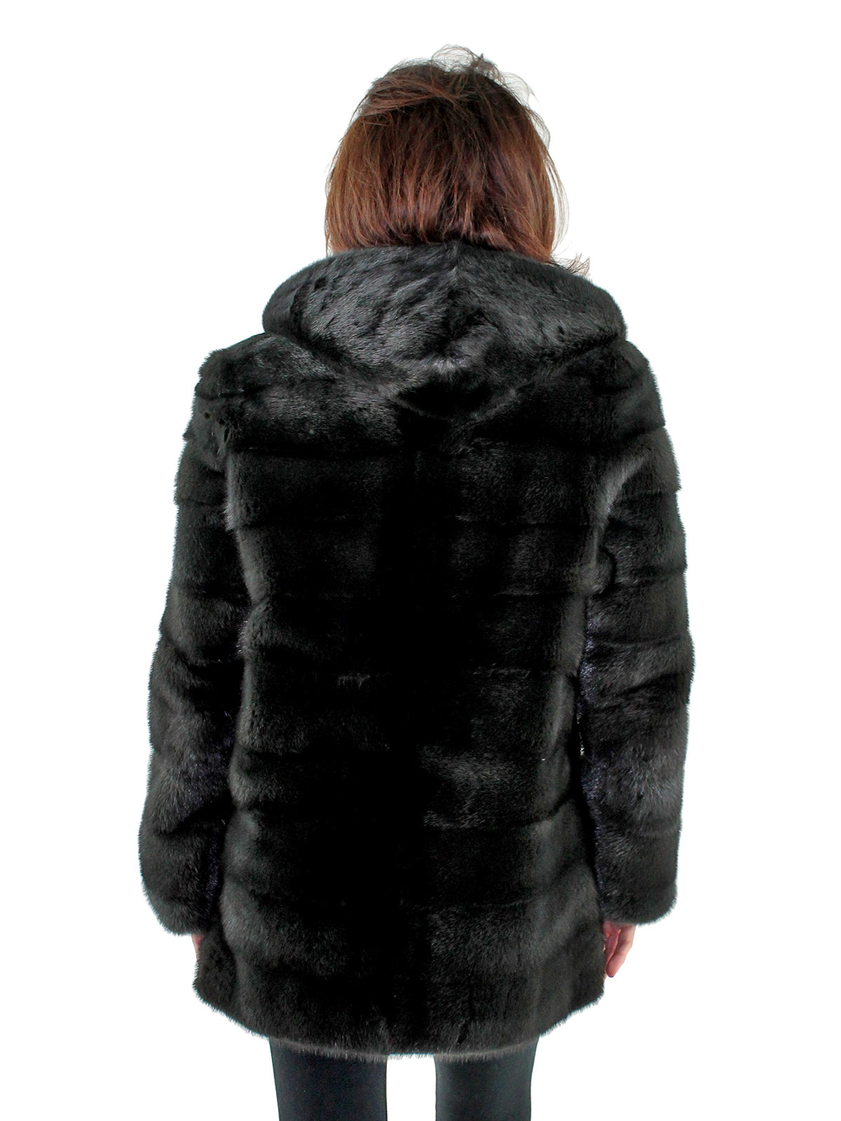 Rizal Slate Grey Mink Fur Parka with Double Fur Hood - Women's Mink ...