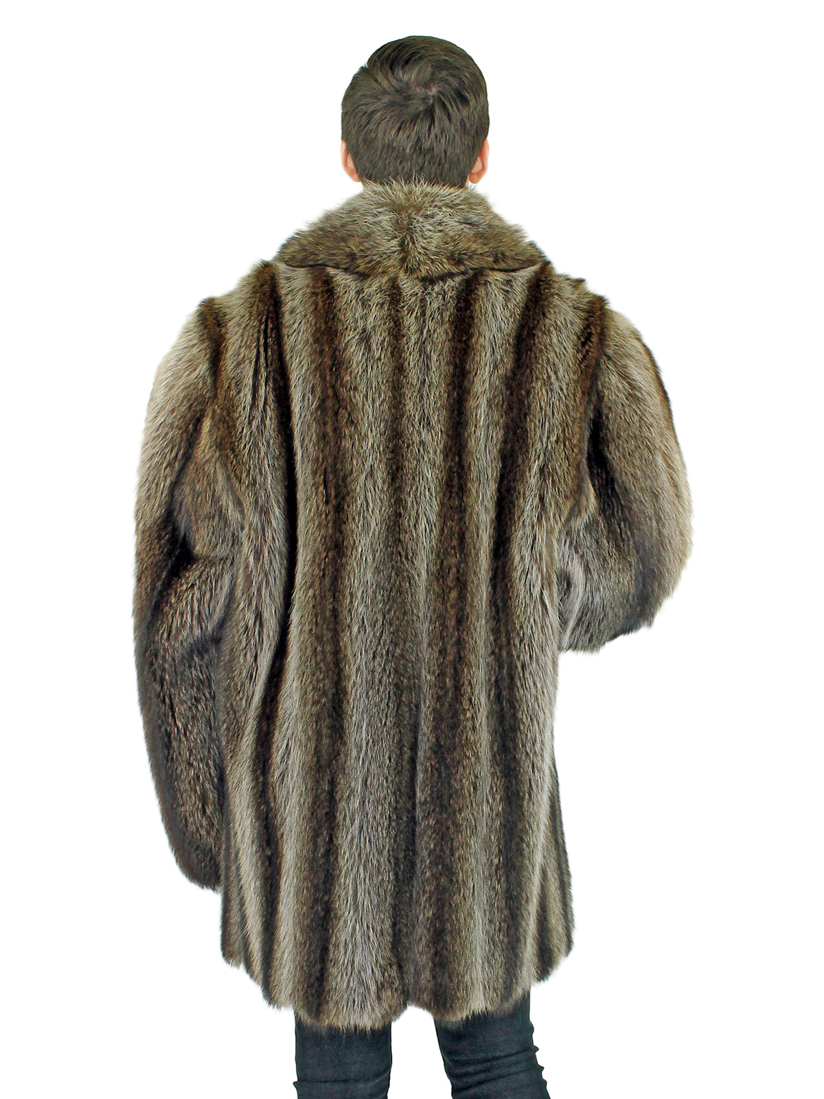 Double Breasted Raccoon 3/4 Fur Coat - Men's Fur Coat - XXL | Estate Furs