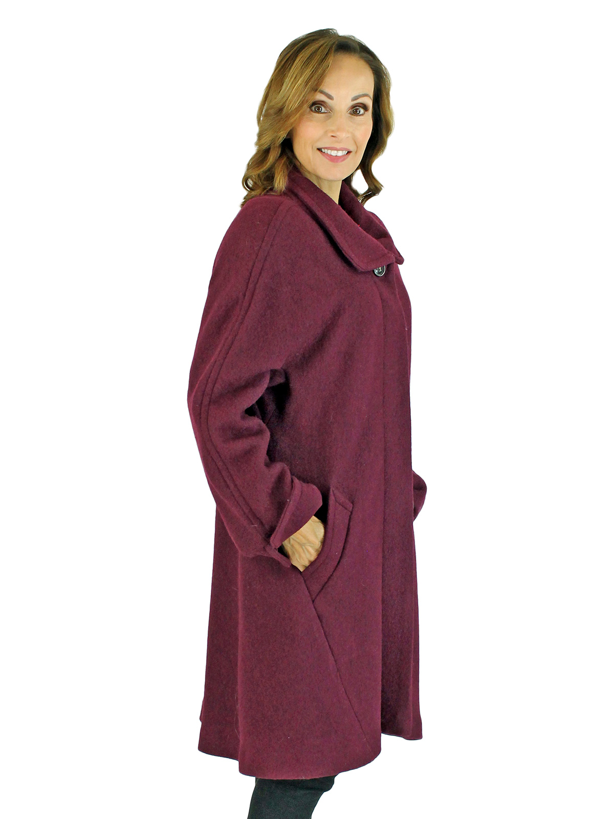 Wine Cloth Coat - Women's Large | Estate Furs