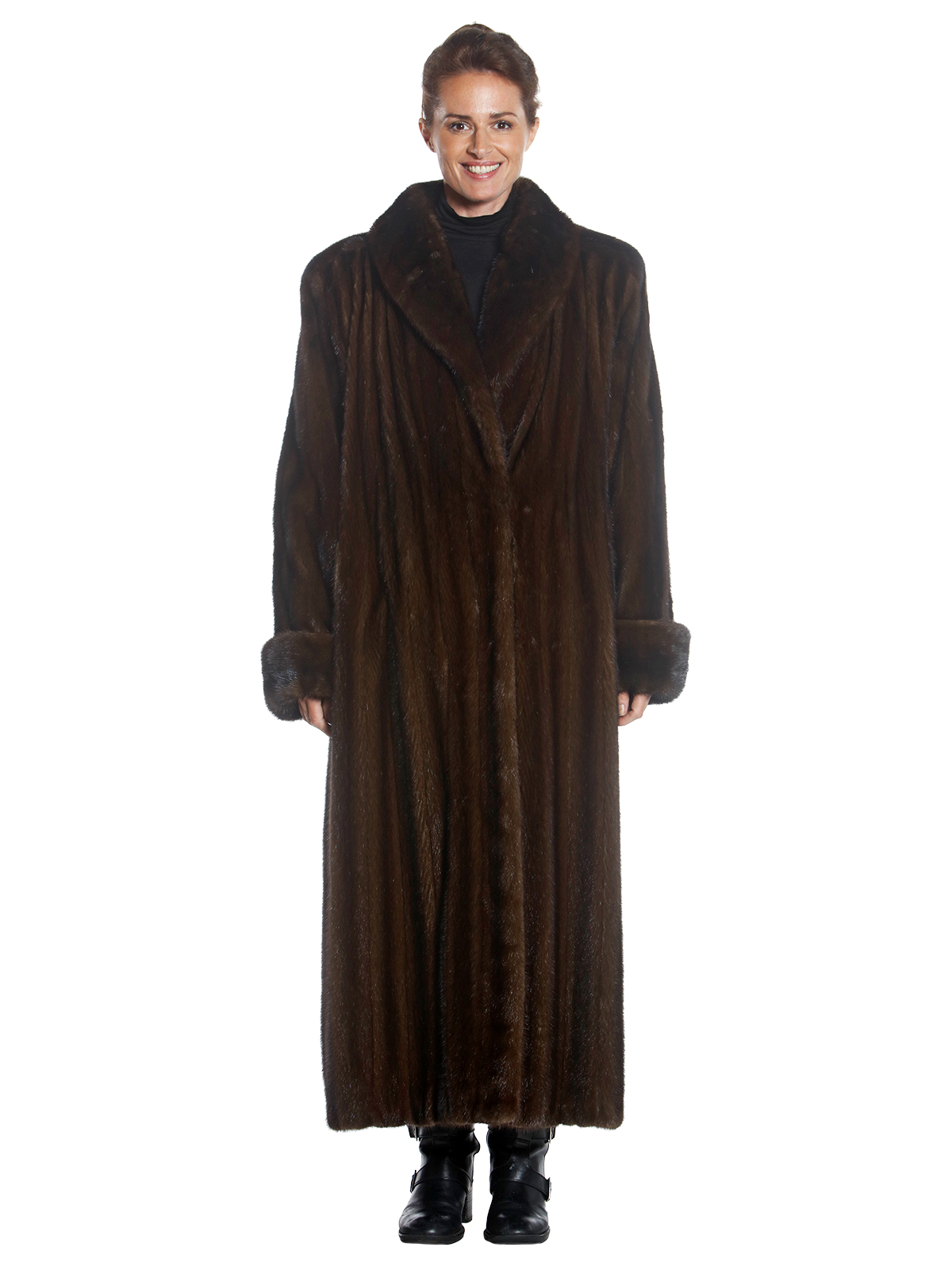 Full Length Mahogany Mink Fur Coat Women's Fur Coat XL Estate Furs