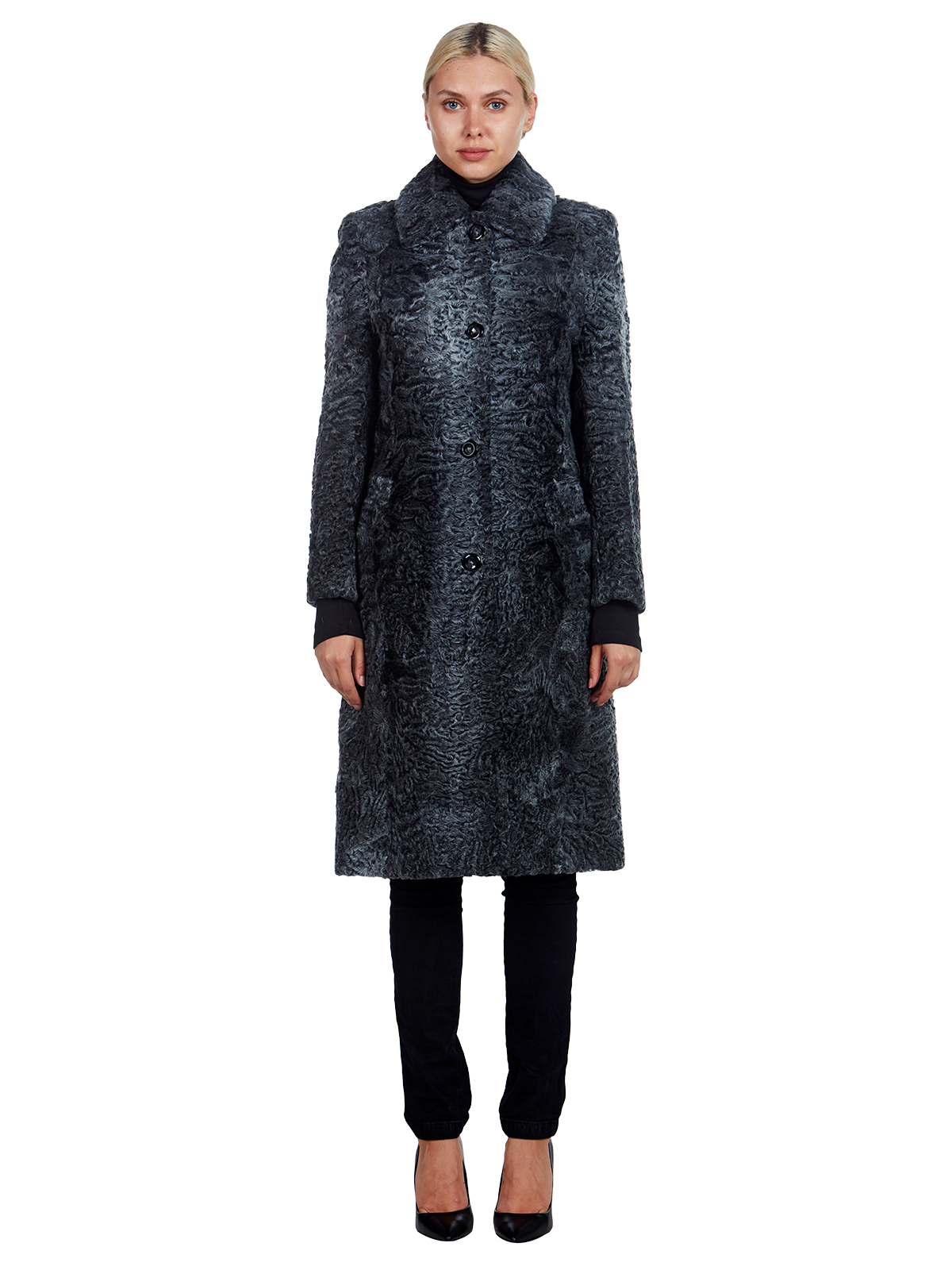 Tombolini Grey Persian Lamb Coat - Women's Fur Coat - Small| Estate Furs