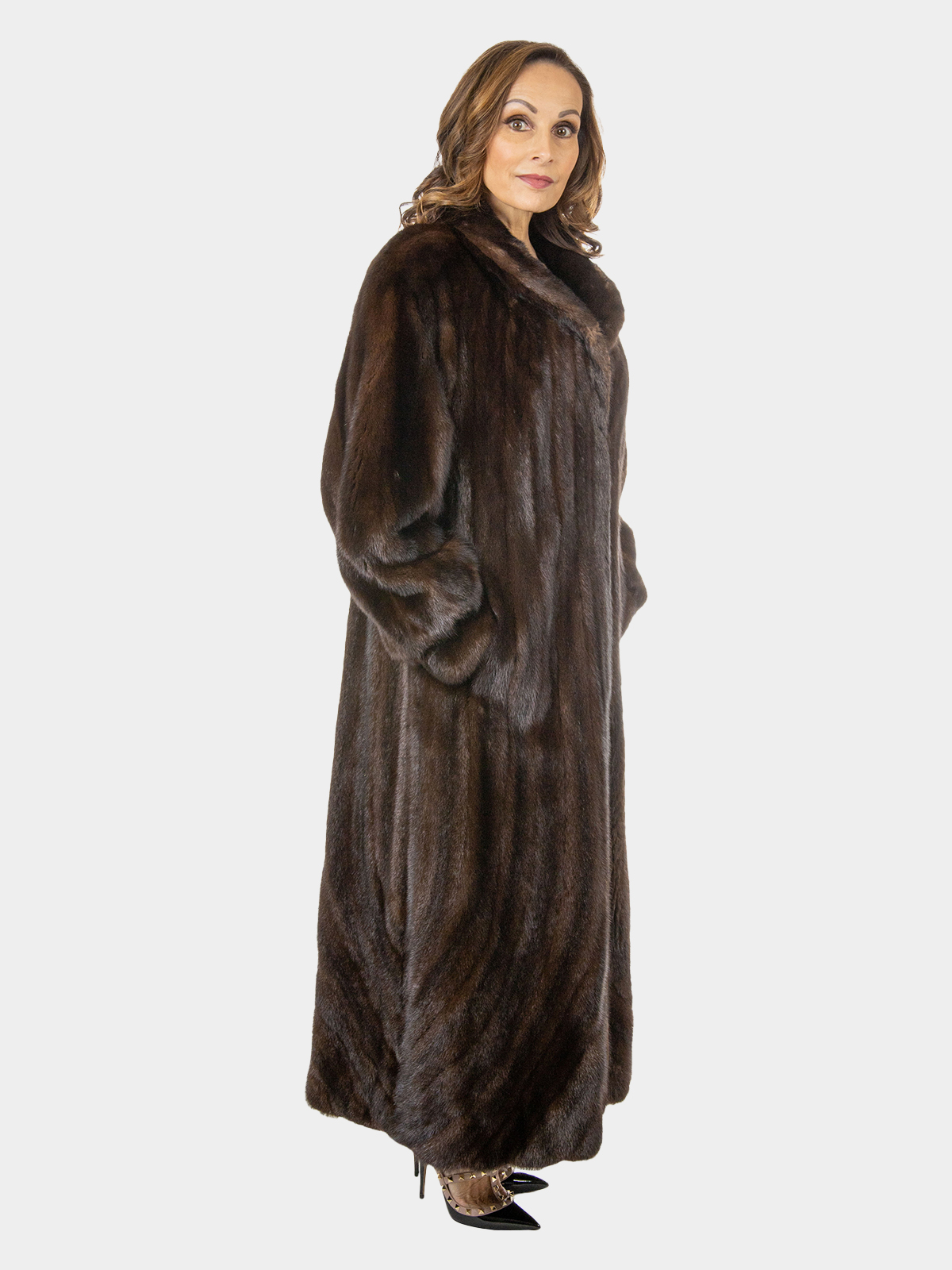 Givenchy Mahogany Female Mink Fur Coat - Large | Estate Furs