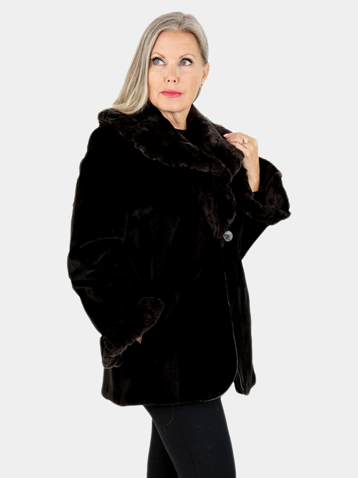 Black and Pewter Sheared Mink Fur Jacket (Reversible) | Estate Furs