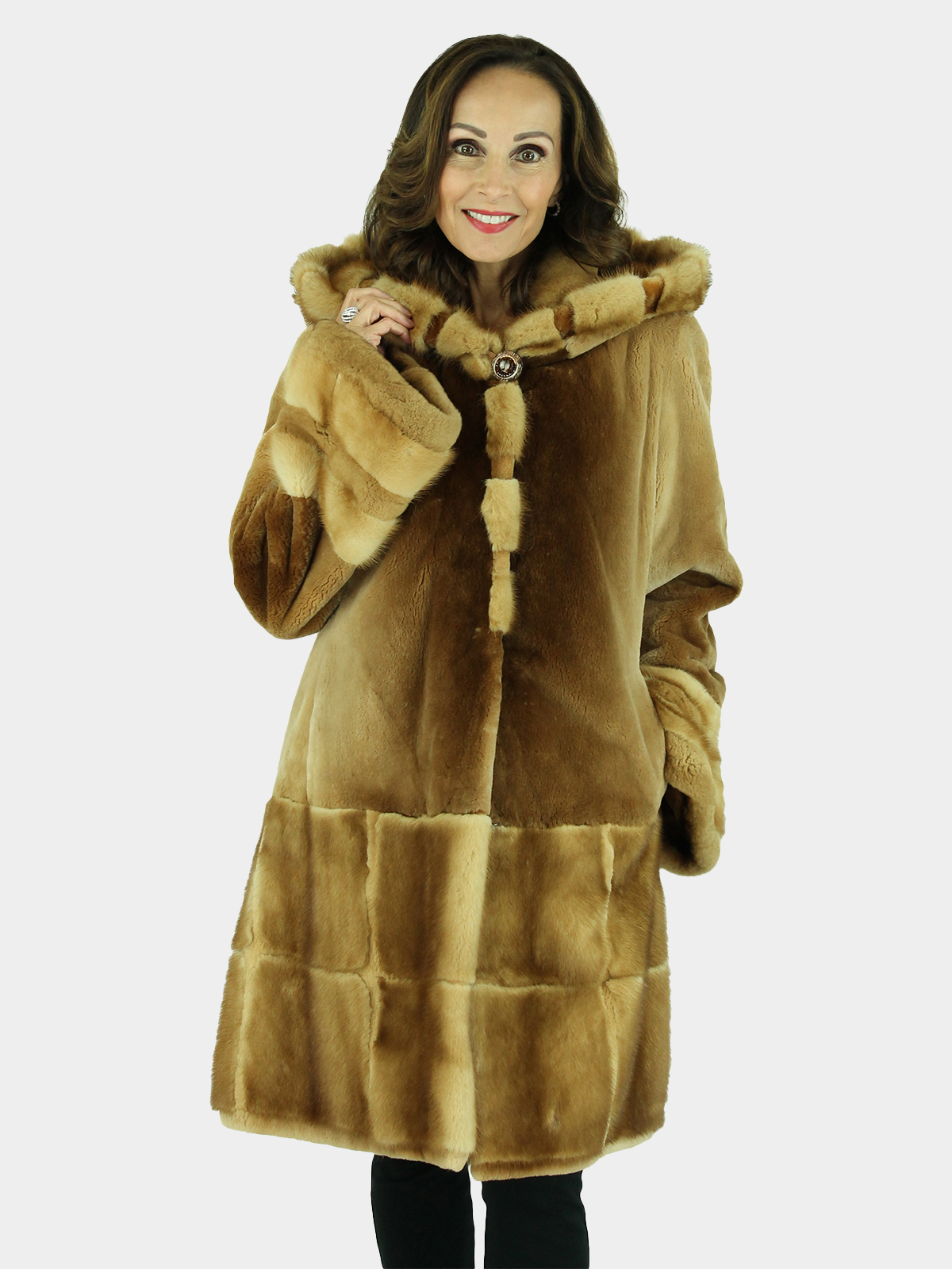 Whiskey Sheared Mink Fur Parka with Traditional Mink Trim | Estate Furs