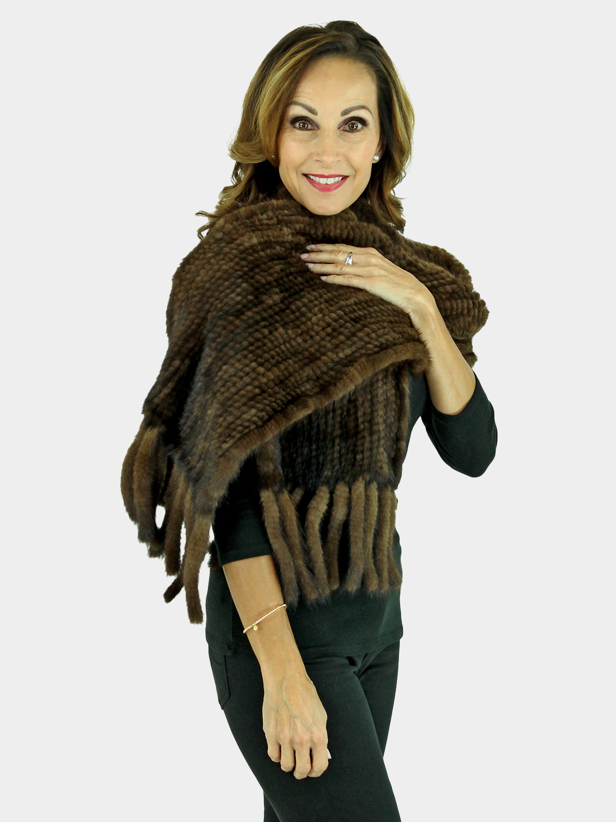 Mahogany Knit Mink Fur Shawl (Women's Medium) | Estate Furs