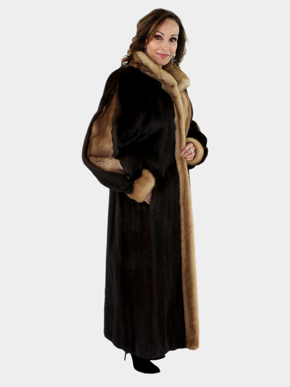 Mahogany Mink Fur Coat with Autumn Haze Mink Trim | Estate Furs