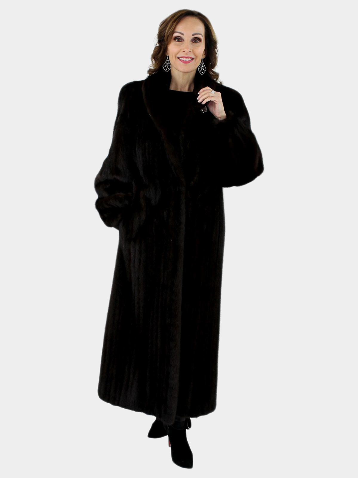Dark Mahogany Female Mink Fur Coat - W10 | Estate Furs