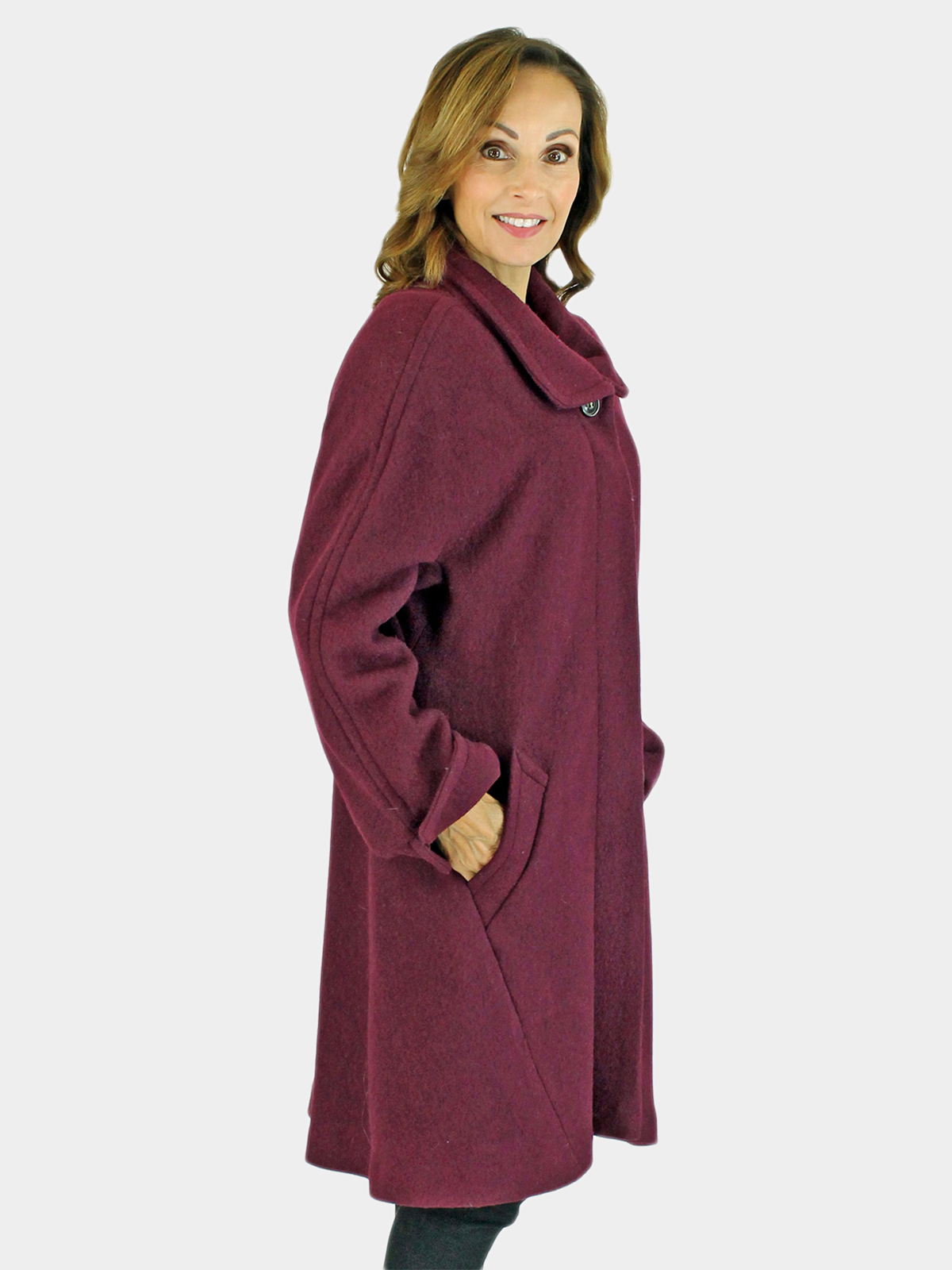 Woman's Wine Cloth Coat | Estate Furs