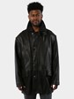 Man's Marco Pierguidi Black Leather Jacket with Removable Wool/Cashmere Lining