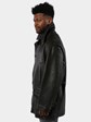 Man's Marco Pierguidi Black Leather Jacket with Removable Wool/Cashmere Lining