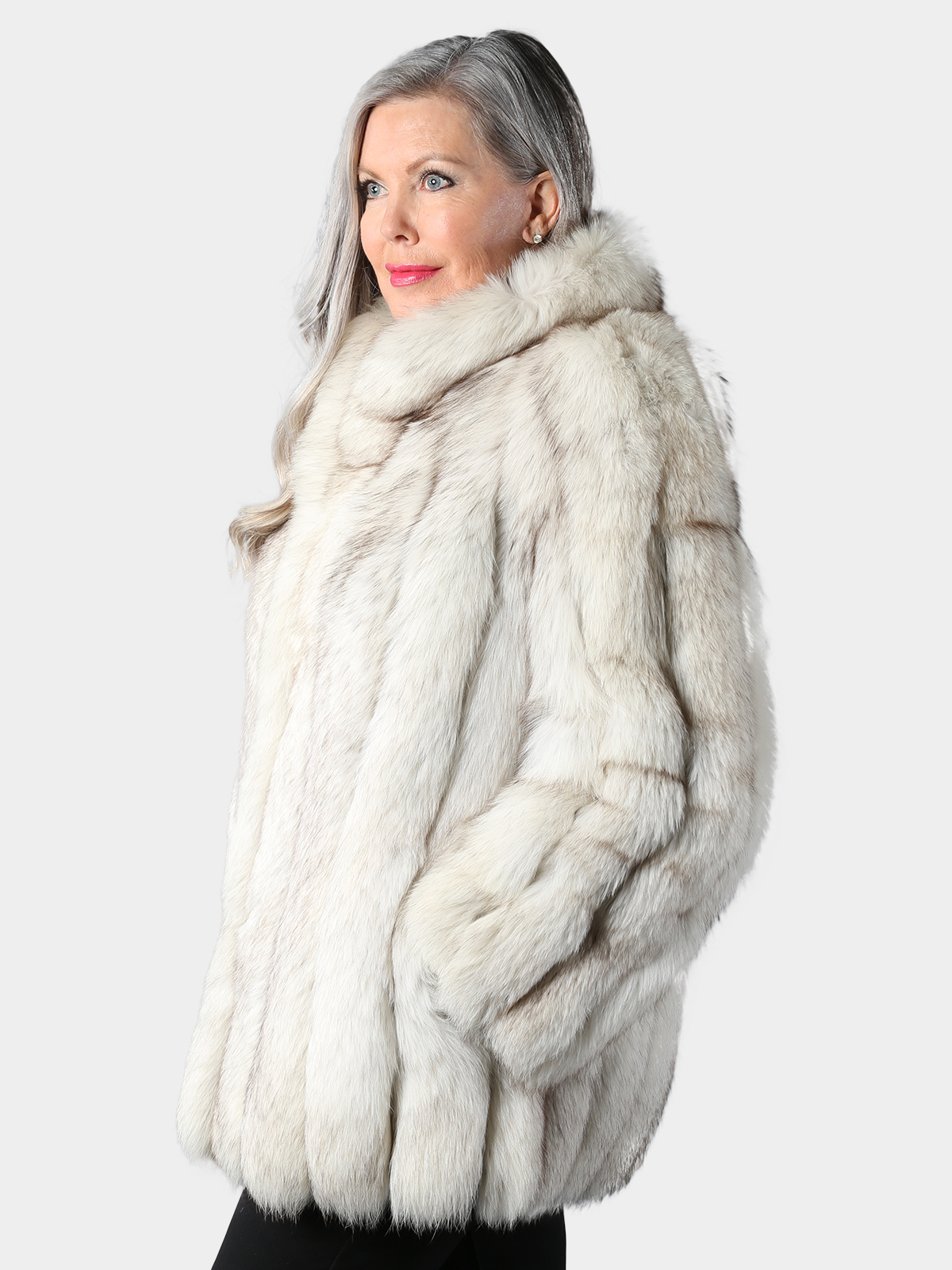 Woman's Blue Fox Fur Jacket - Estate Furs