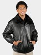 Man's Black Sheared Mink Fur Jacket Reversing to Leather