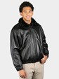 Man's Natural Ranch Mink Bomber Jacket Reversing to Leather