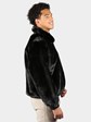 Man's Natural Ranch Mink Bomber Jacket Reversing to Leather