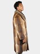 Man's Natural Muskrat Coat with Racoon Collar