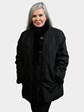 Woman's Black Sheared Mink Fur Jacket Reversing to Rain Taffeta