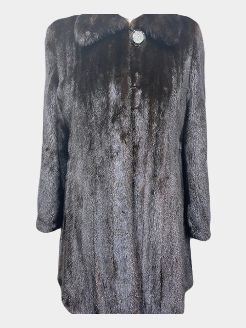 Woman's Deepest Mahogany Female Mink Fur 3/4 Coat