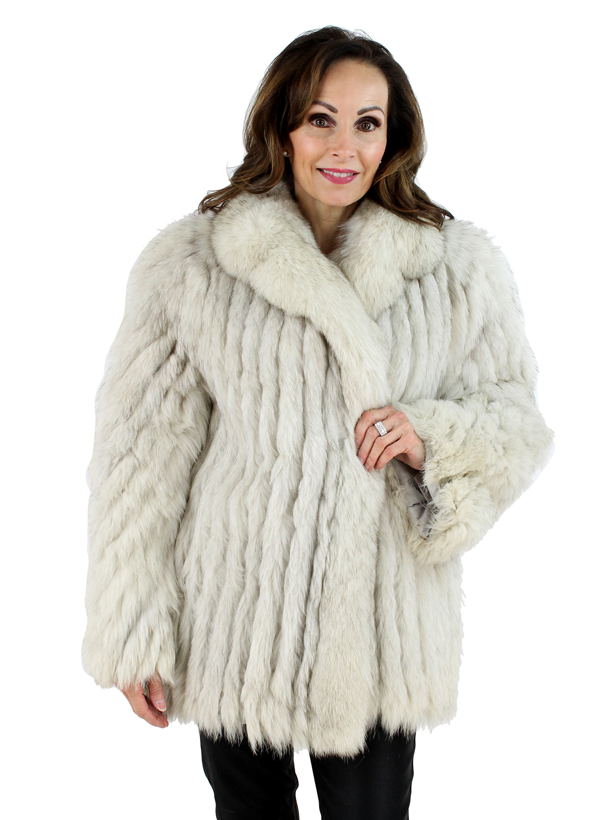 Natural Blue Fox Fur Cord Cut Jacket - Women's Large | Estate Furs