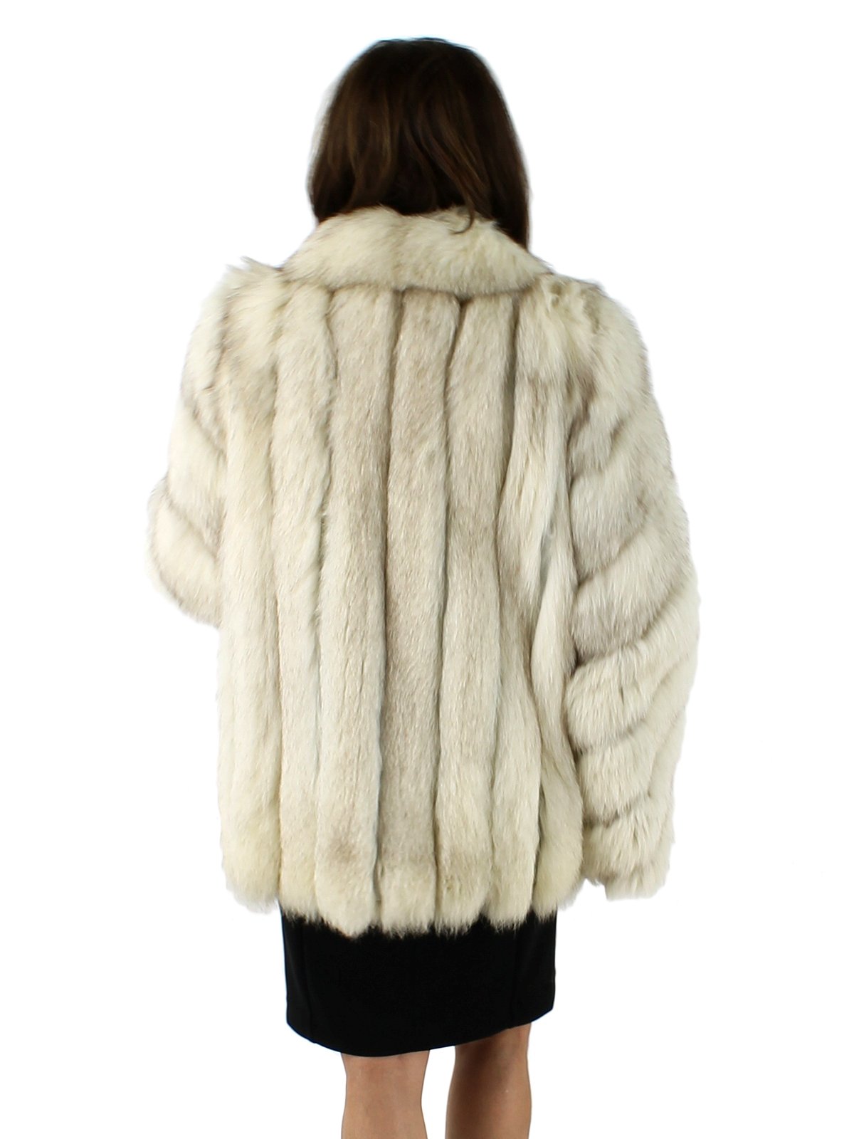 Blue Fox Fur Jacket W Diagonally Designed Sleeves Estate Furs 