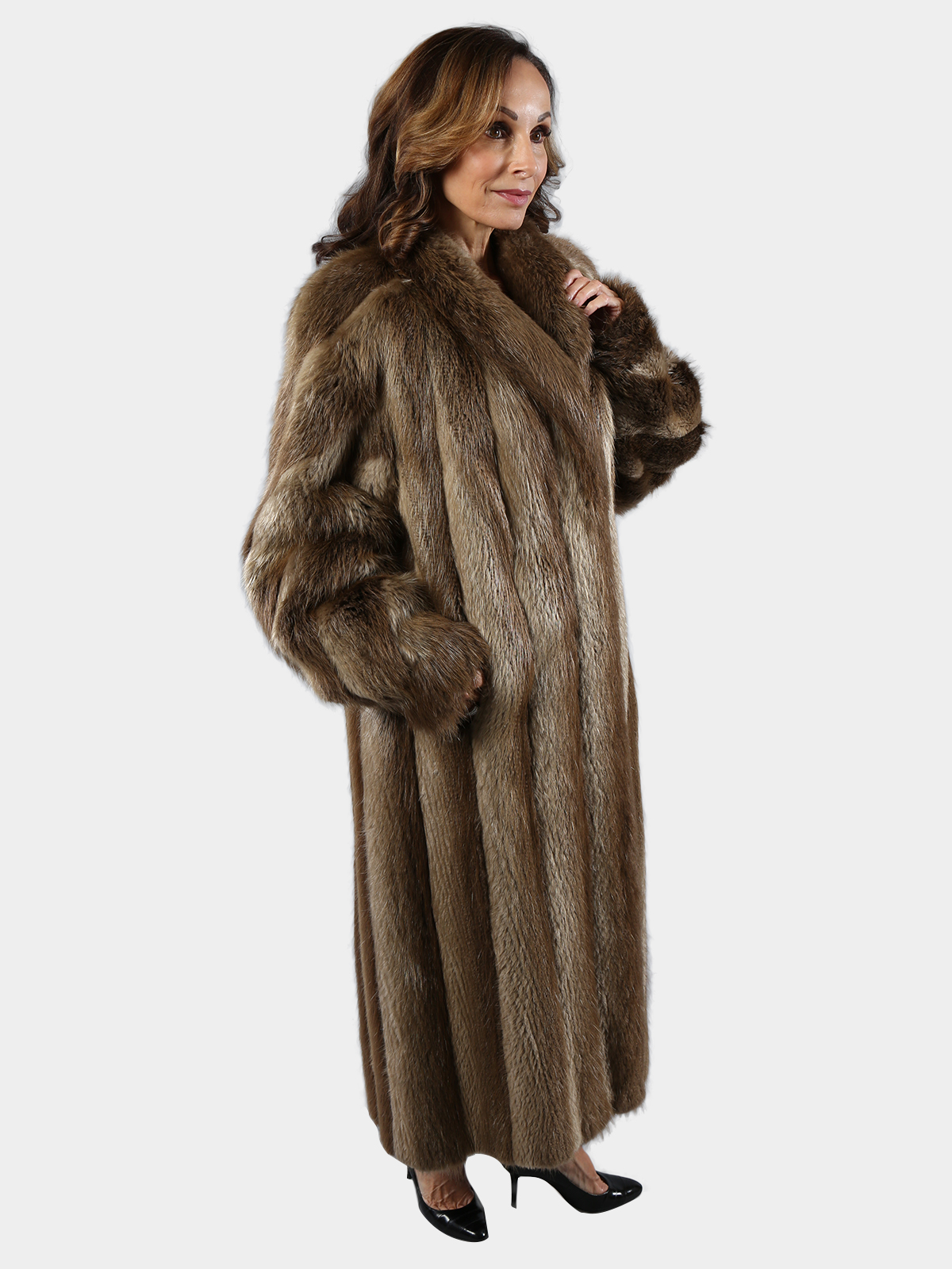 Blonde Long Hair Beaver Fur Coat (Women's Medium) - Estate Furs