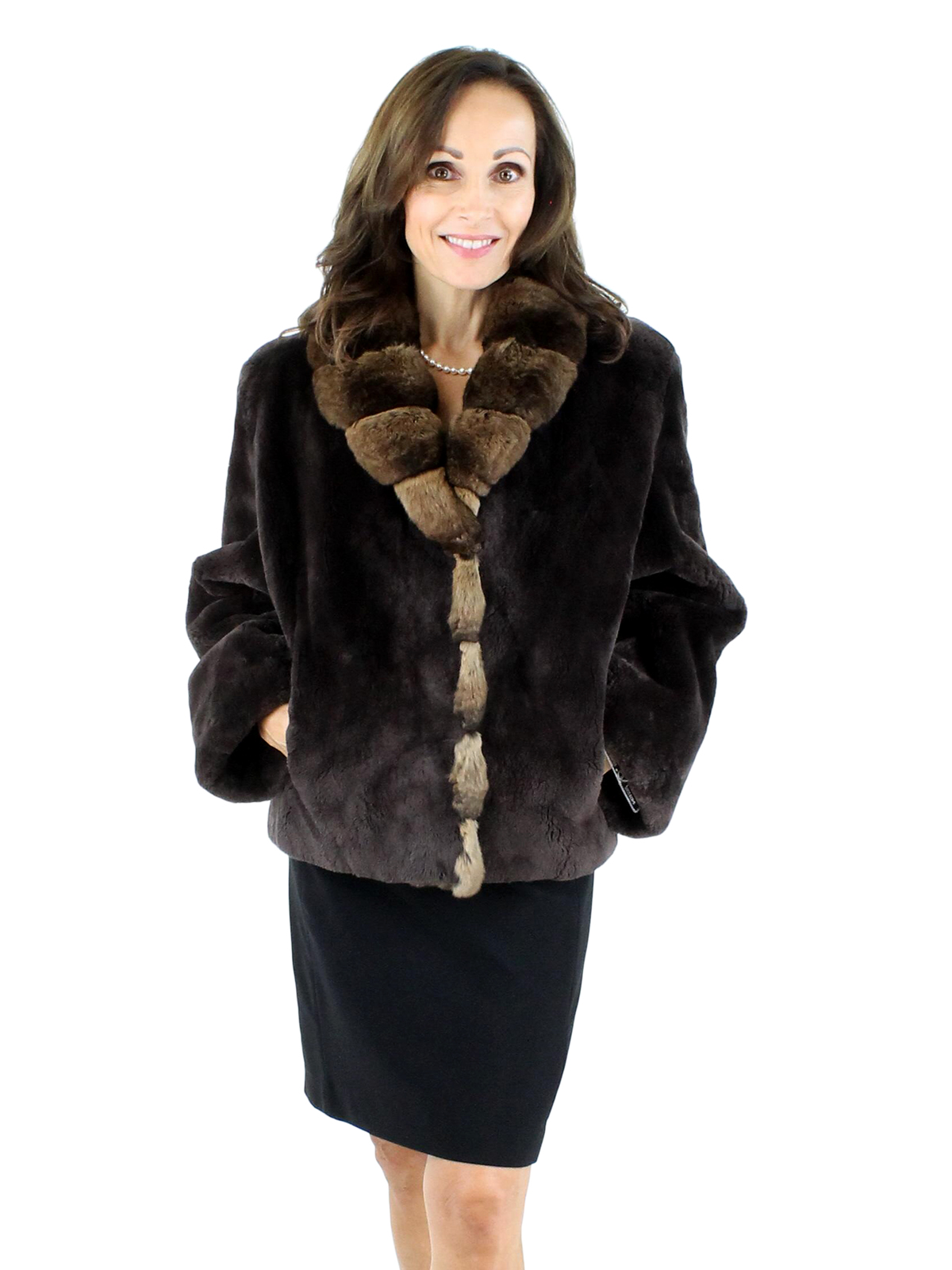 Sheared Beaver Fur Jacket Women's Medium Brown Estate Furs