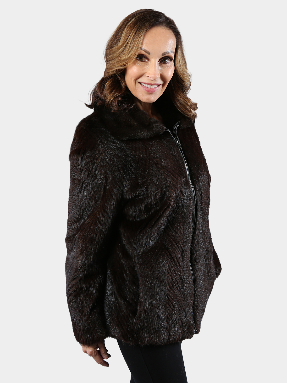 Women's Chevron Style Ranch Mink Fur Jacket - Estate Furs