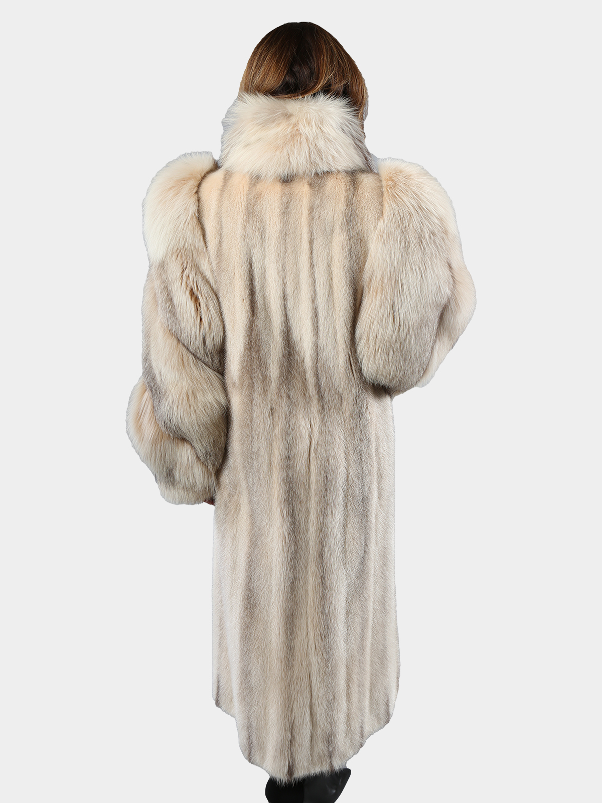 Cross Mink Fur Coat with Cross Fox Trim (Women's Medium) - Estate Furs