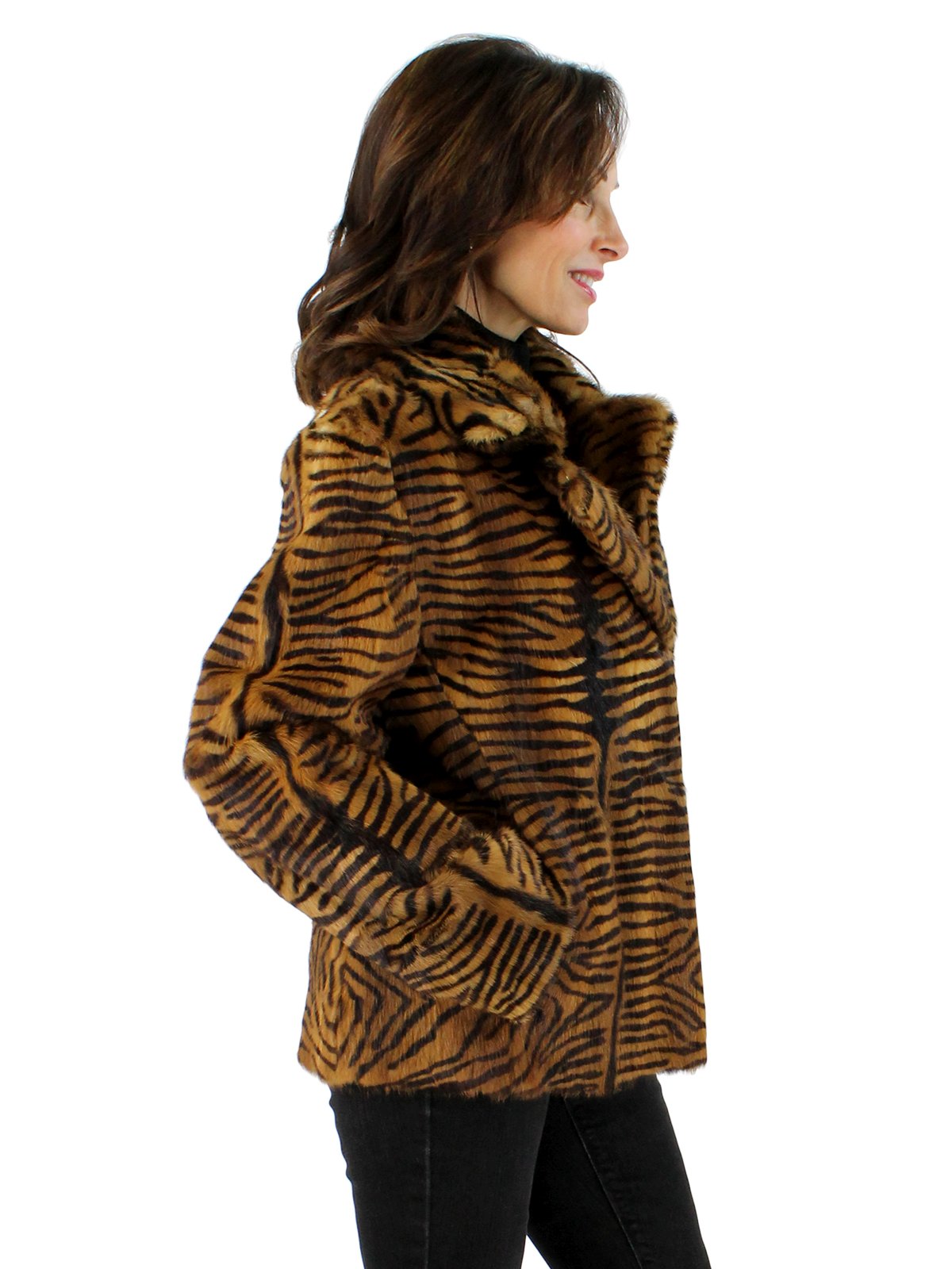 Tiger Print Calf Fur Jacket - Women's Small | Estate Furs