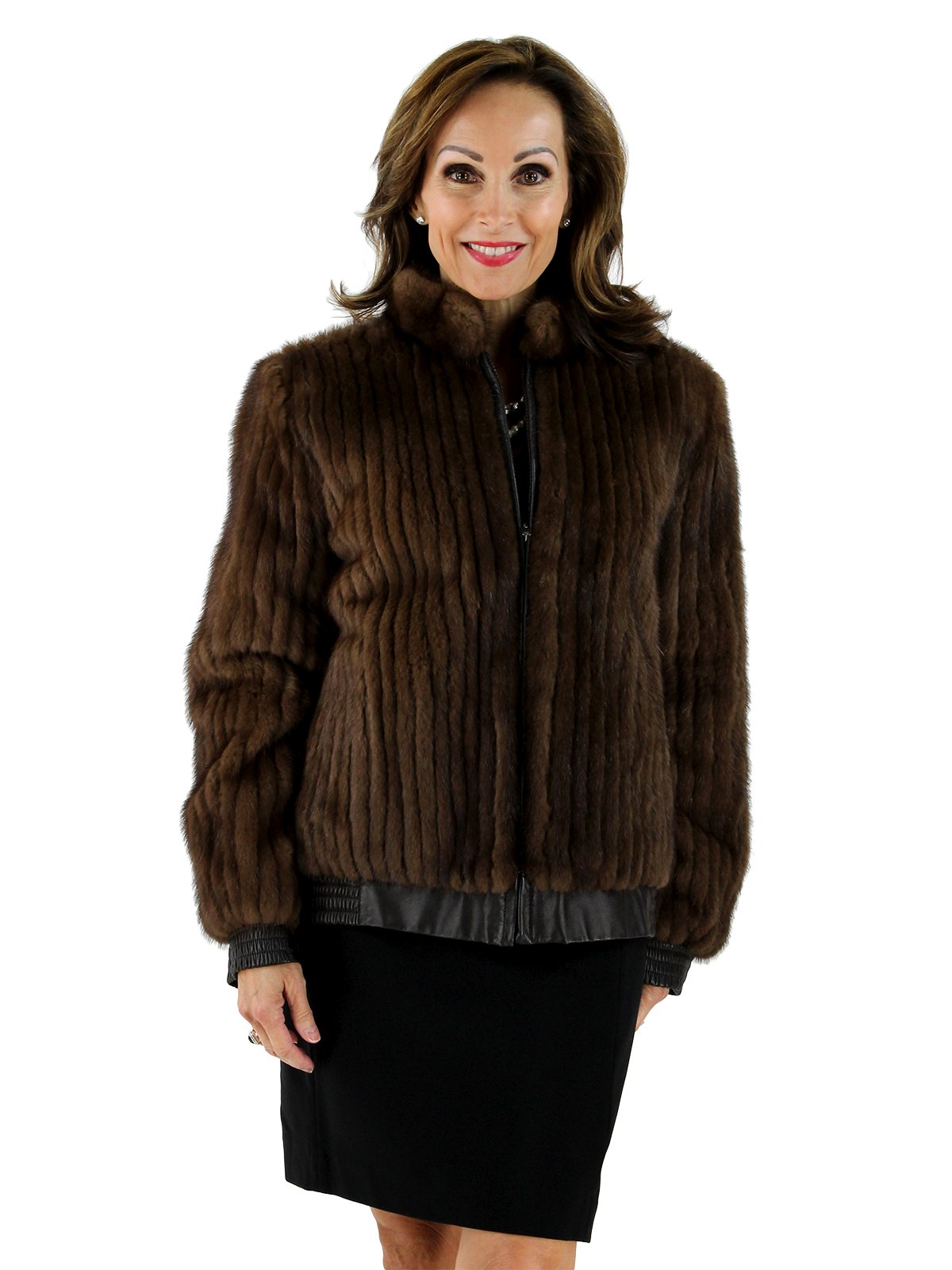 Lunaraine Corded Mink Fur Bomber Reversible Jacket - Women's Medium ...