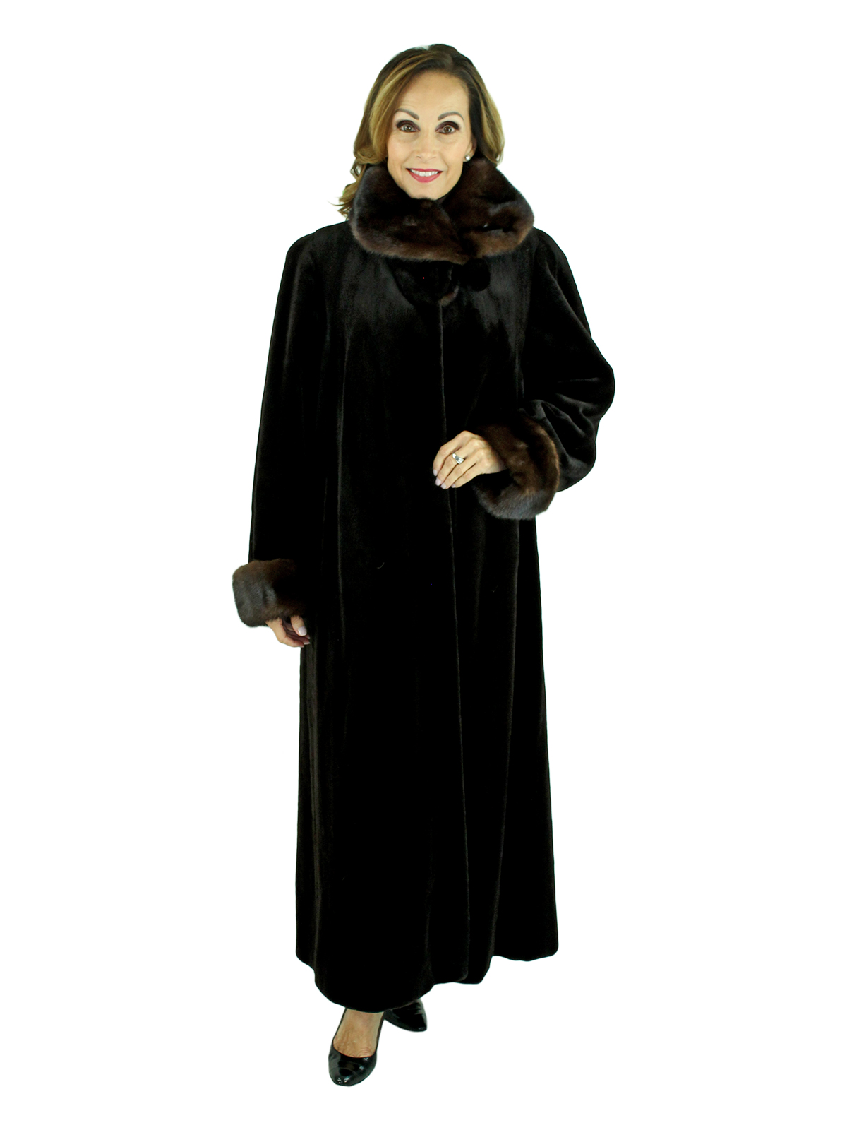 Brown Sheared Mink Fur Coat with Traditional Mink Collar and Cuffs ...