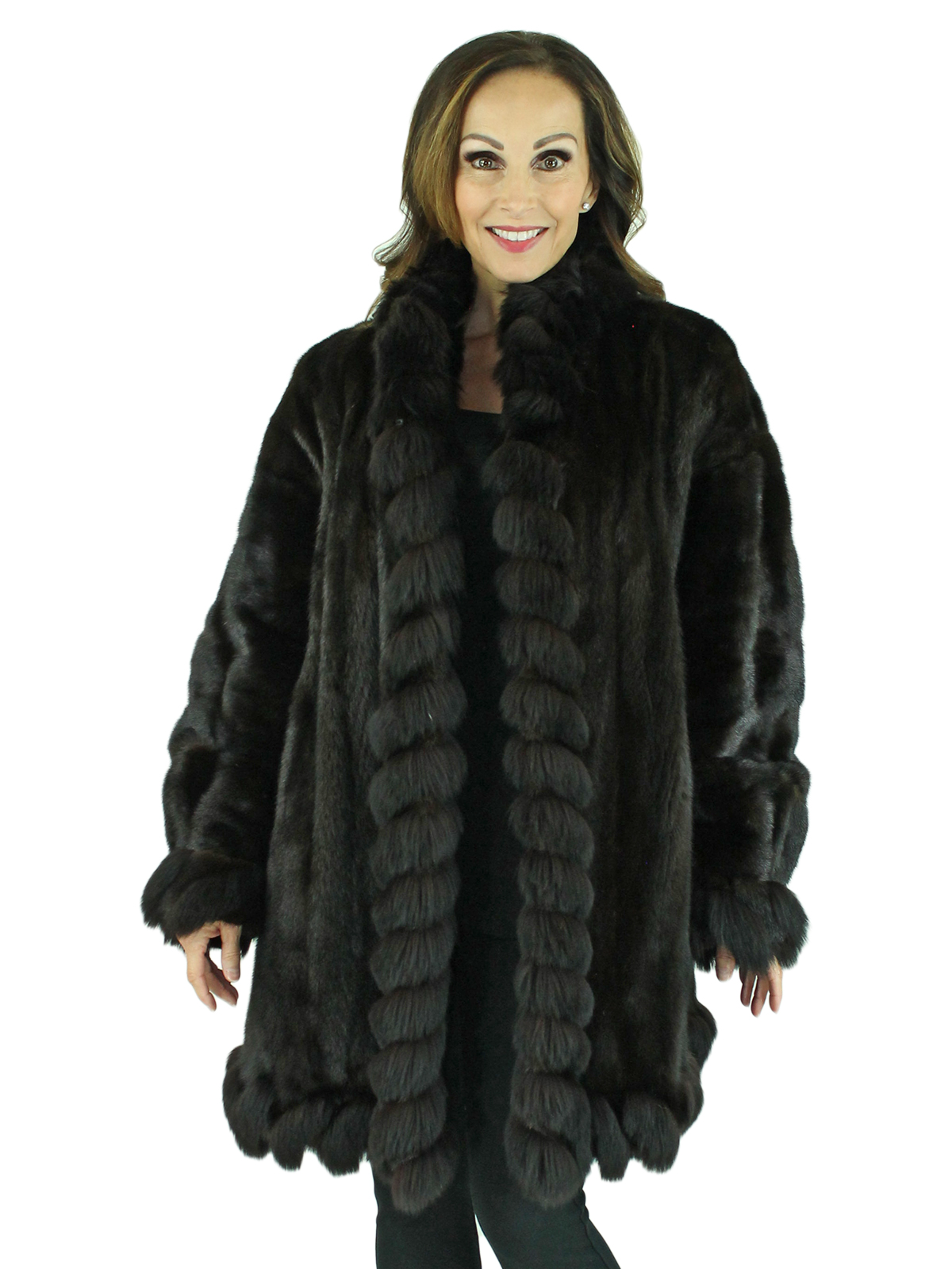 Yves St. Laurent Ranch Mink Fur Stroller with Fox Trim - Women's Fur ...