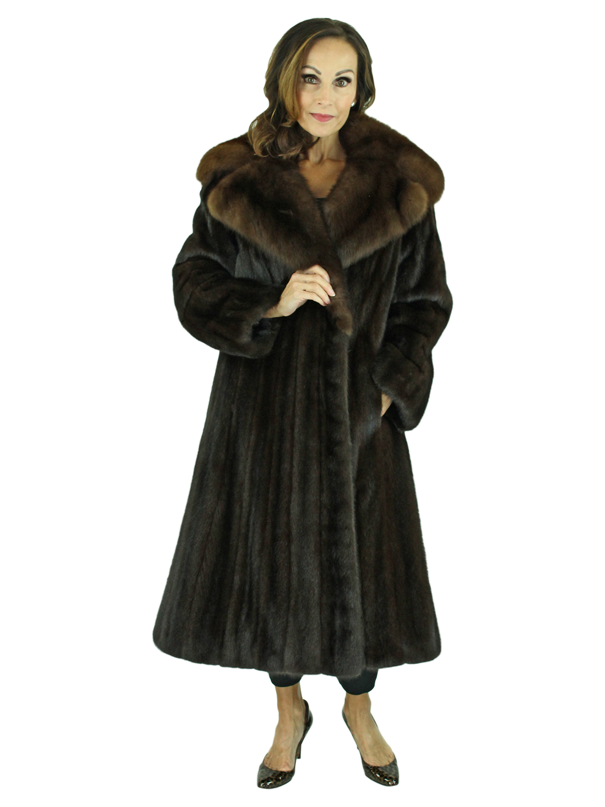 Mahogany Female Mink Fur Coat - Women's Fur Coat- Small| Estate Furs