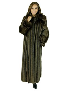 Jean Crisan Beaver Fur Coat with Sheared and Knit Beaver Trim - Women's ...