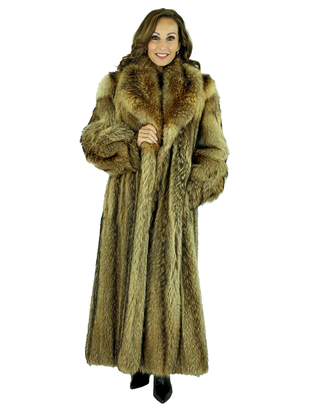 Natural Tanuki Fur Coat - Women's Fur Coat - Medium| Estate Furs