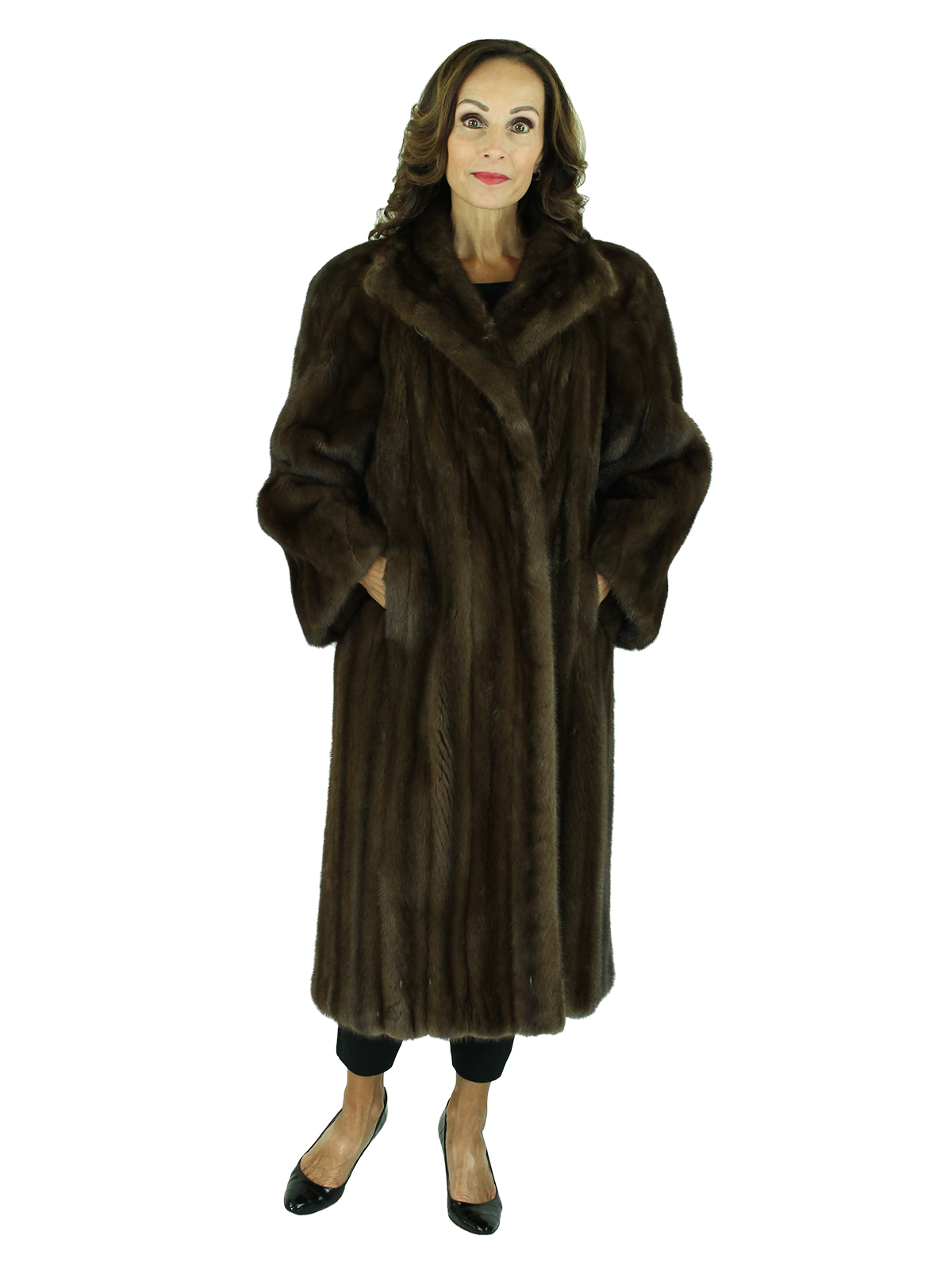 Mahogany Female Mink Fur 7/8 Coat (L) | Estate Furs
