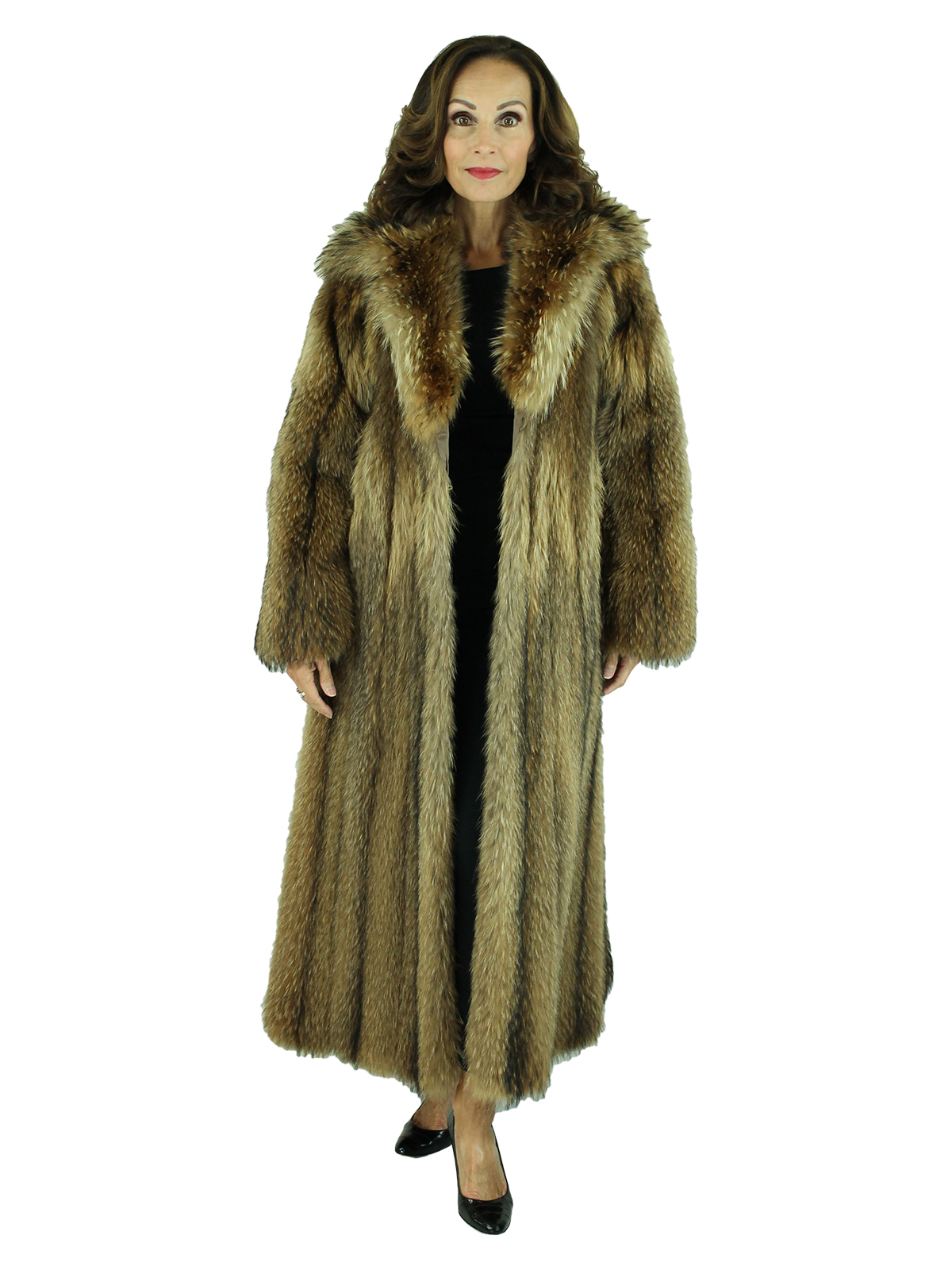 Natural Tanuki Fur Coat - Women's Fur Coat - XS| Estate Furs