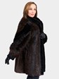 Woman's Ebony Long Hair Beaver Fur Stroller with Black Sheared Beaver Trim