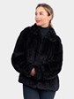 Woman's Paula Lishman Black Sheared Beaver Fur Knit Jacket