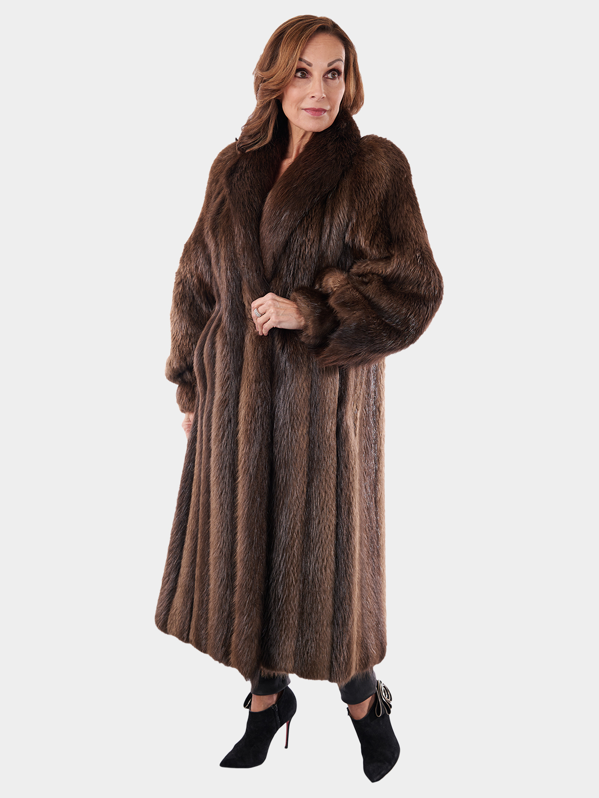 Medium Tone Long Hair Beaver Fur Coat | Estate Furs