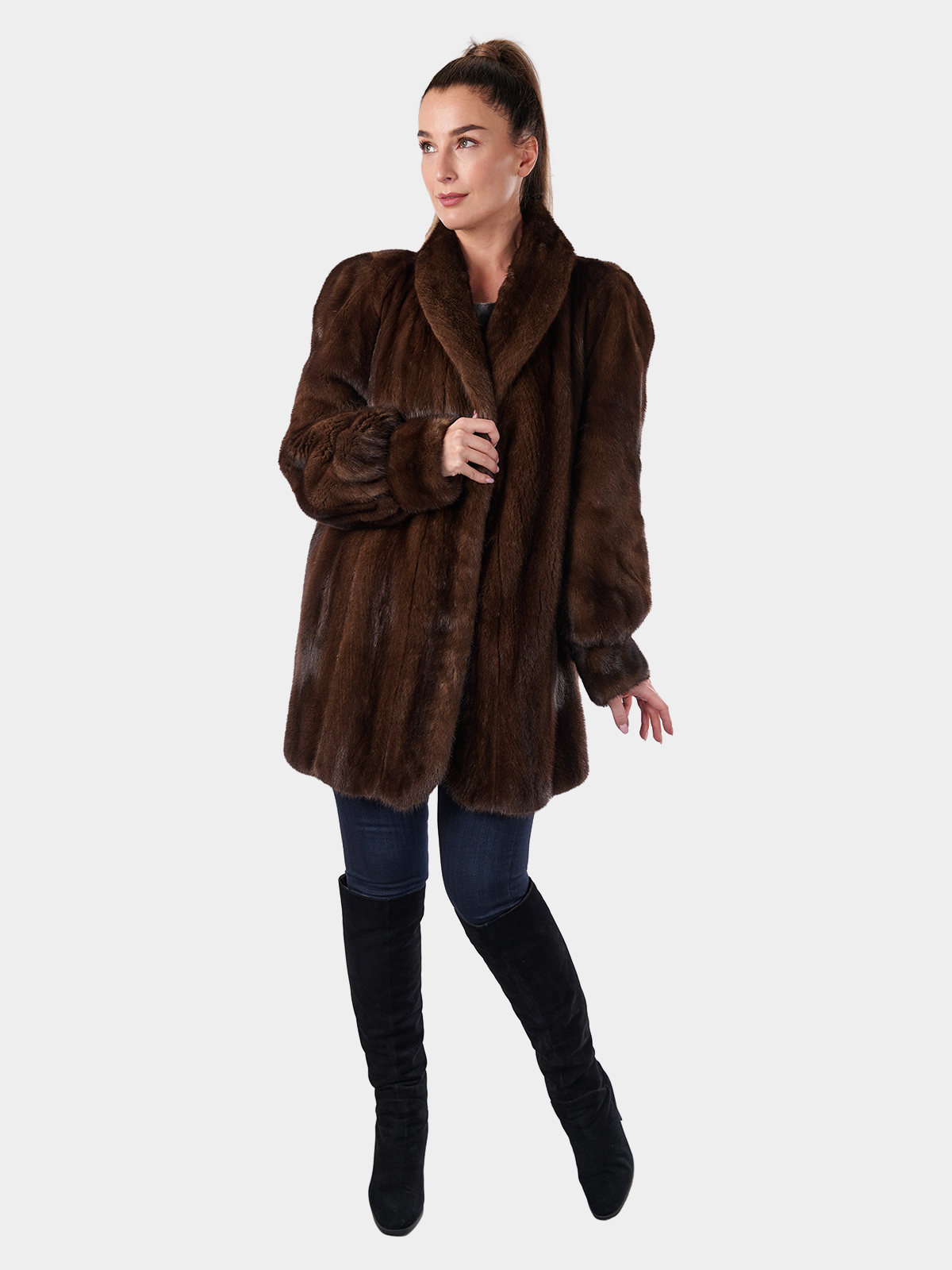 Woman's Mahogany Female Mink Fur Jacket