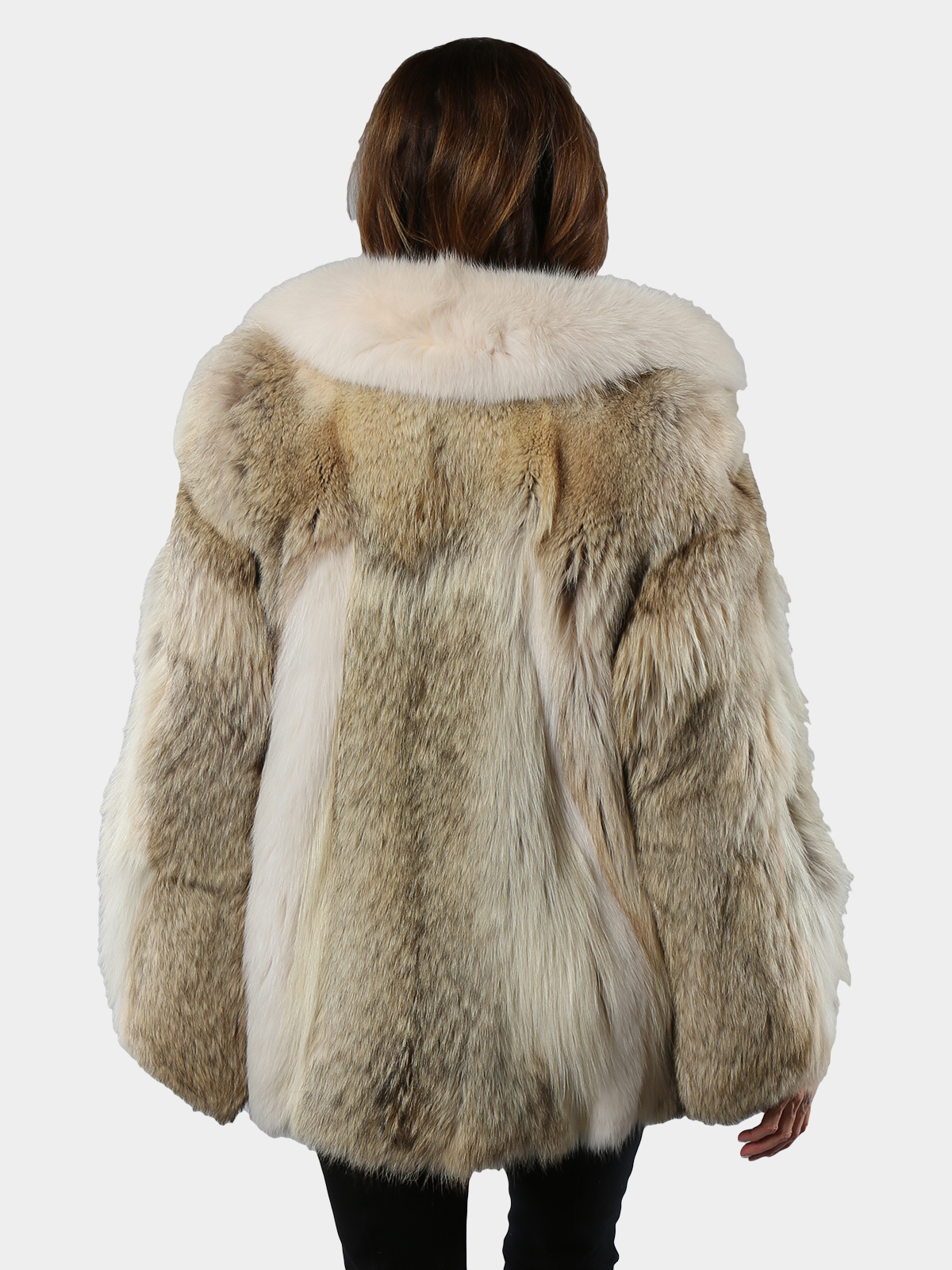Coyote Fur Jacket with Shadow Fox Trim (Women's XS) - Estate Furs