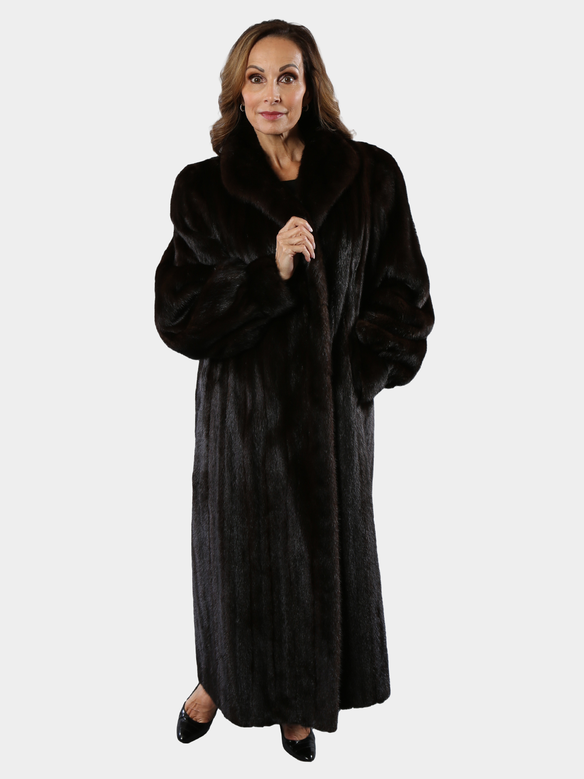 Deep Mahogany Female Mink Fur Coat (Medium) - Estate Furs