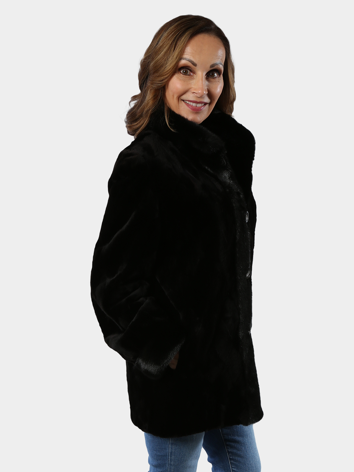 Black Sheared Mink Fur Jacket (Reversible) - Estate Furs