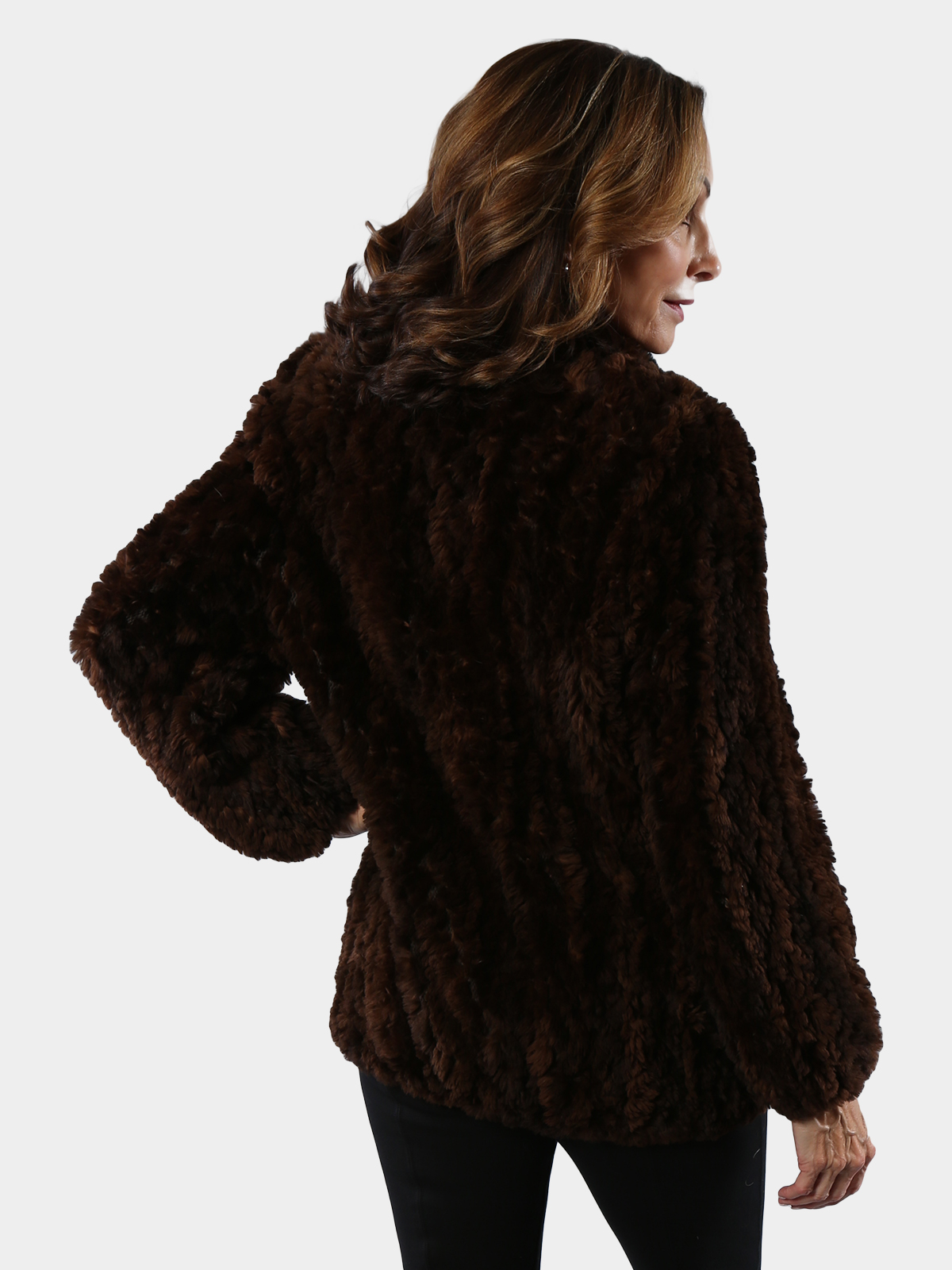 Ombre Cognac Sheared and Knit Beaver Fur Jacket by Paula Lishman