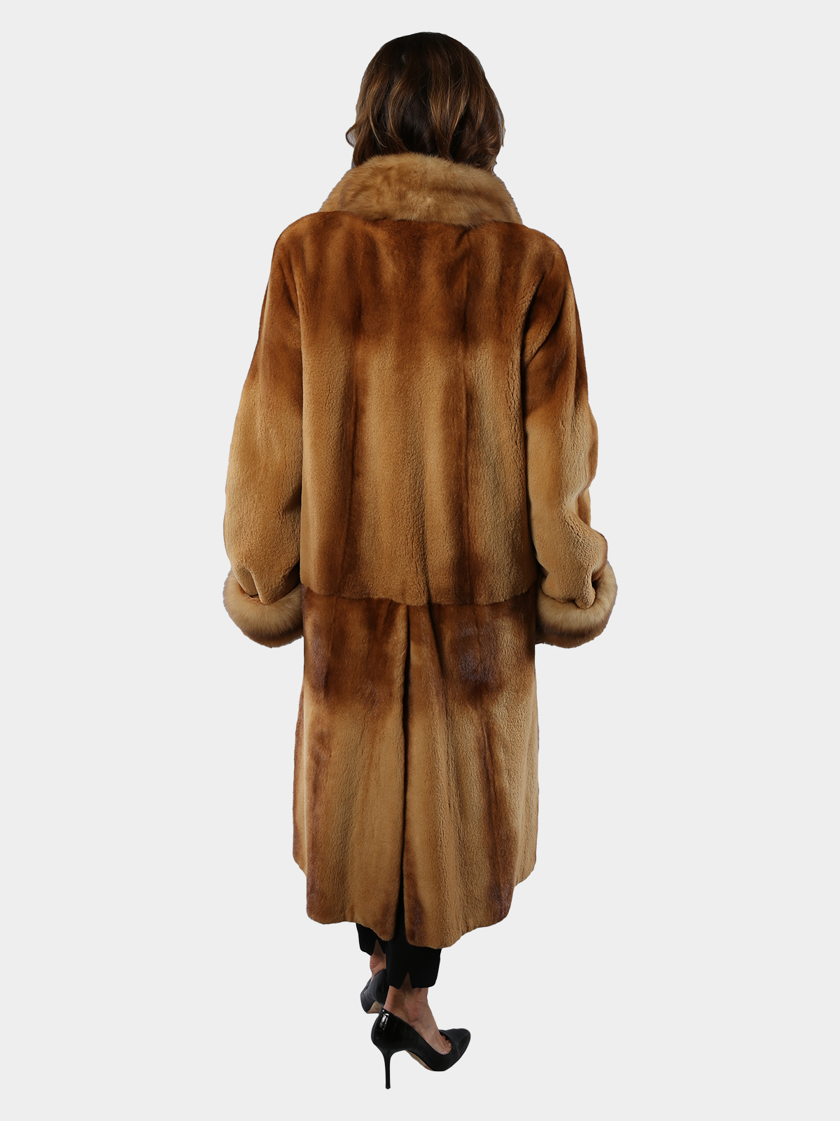 Whiskey Semi Sheared Mink Fur 78 Coat With Sable Trim Estate Furs 